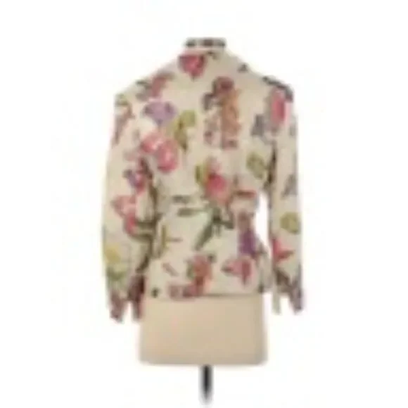 Gorgeous Escada Silk Blend Cream Gold Embossed Floral Blazer US 4 EU 36